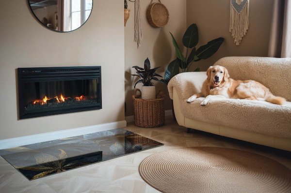 Vloerplaat openhaard Chique bladeren in een patroon