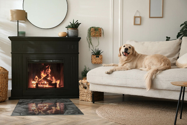 Szyba hartowana pod kominek Naturalny motyw kamienia