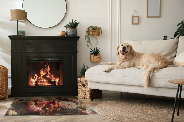 Plaat voor onder kachel Details van kleurrijke bloemen
