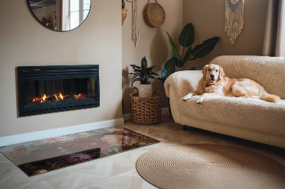 Plaat voor onder kachel Details van kleurrijke bloemen