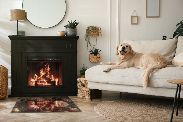 Plaat voor onder kachel Details van kleurrijke bloemen