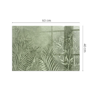 Szyba hartowana pod kominek Tło z tropikalnymi liśćmi