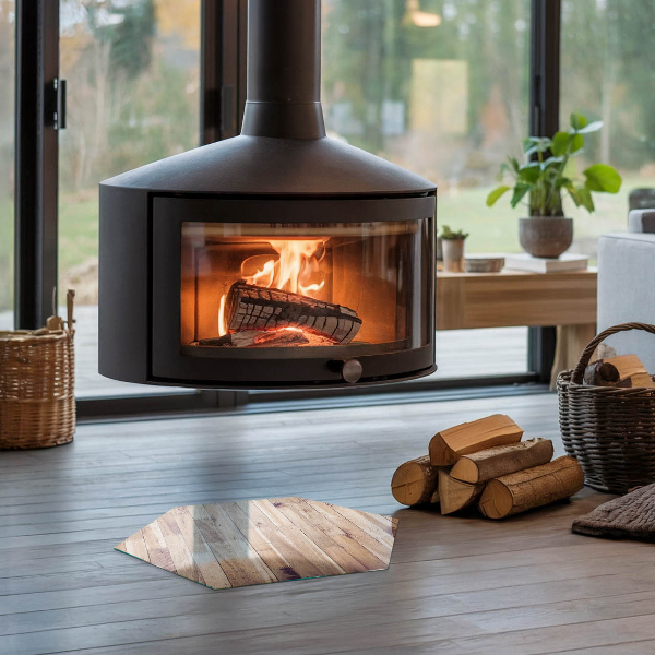 Zeshoekige onderplaat kachel Houten patroon in een geometrische opstelling