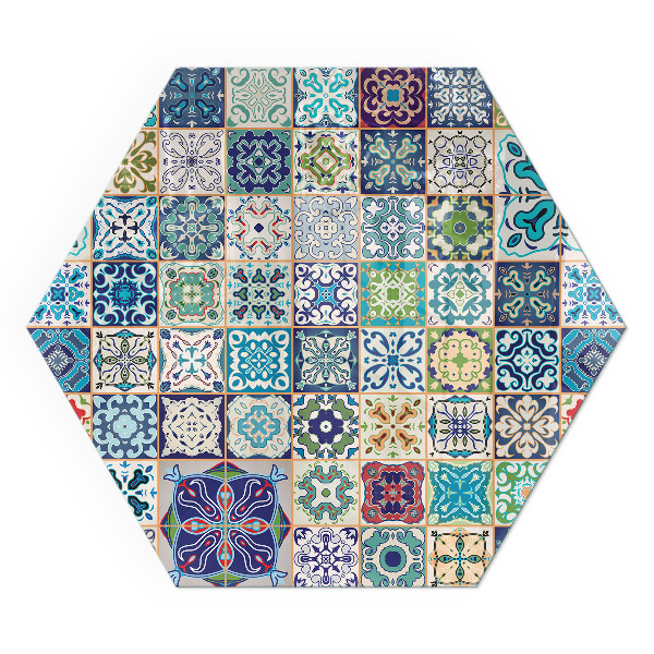 Zeshoekige plaat onder houtkachel Mozaïek decoratieve patronen