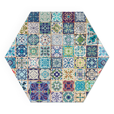 Zeshoekige plaat onder houtkachel Mozaïek decoratieve patronen