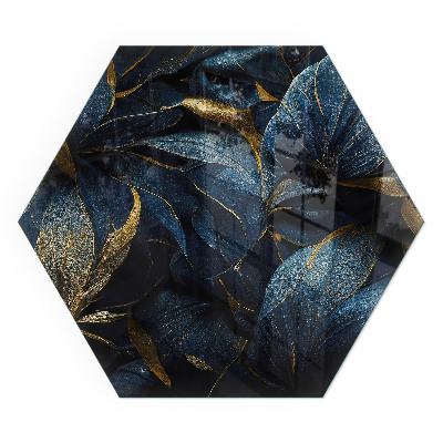 Zeshoekige vloerplaat voor kachel Stijlvolle bladeren in de structuur