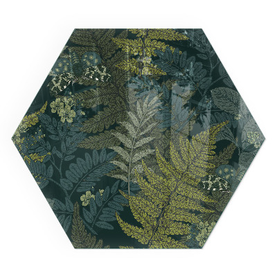 Sześciokątne szkło pod kominek Roślinne wzory z motylami