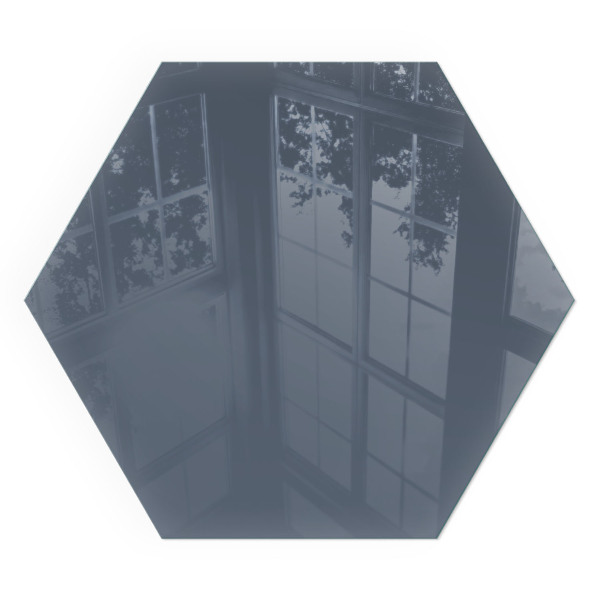 Sześciokątne szkło pod kominek Kolor Ciemnoniebieski