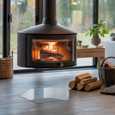 Sześciokątne szkło pod kominek Kolor Szary