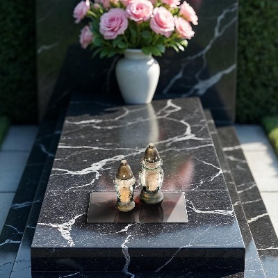 Glasplaat voor grafkaars Donkere houten plank