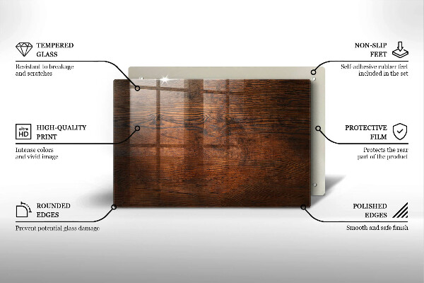 Glasplaat voor grafkaars Donkere houten plank