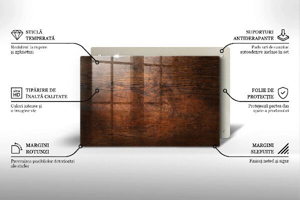 Glasplaat voor grafkaars Donkere houten plank