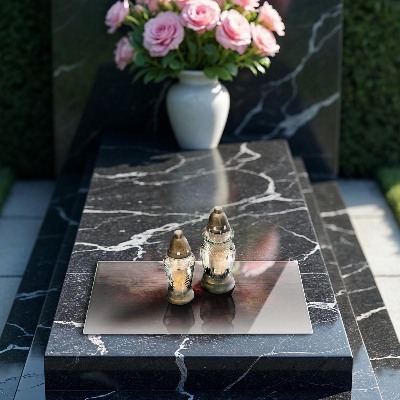 Glasplaat voor grafkaars Donkere houten plank