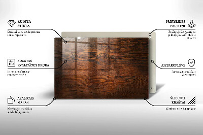 Glasplaat voor grafkaars Donkere houten plank