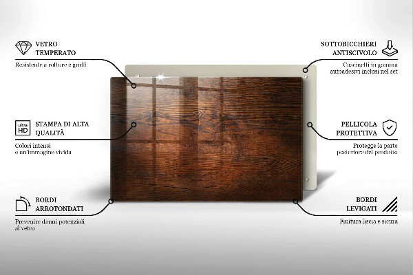 Glasplaat voor grafkaars Donkere houten plank