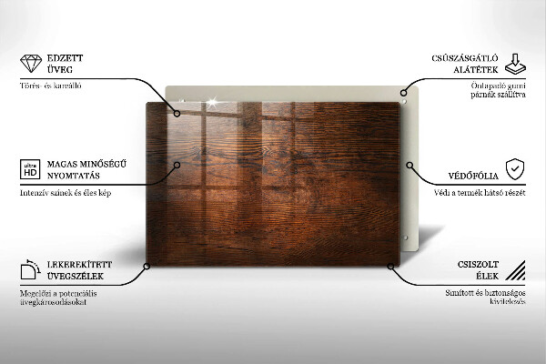 Glasplaat voor grafkaars Donkere houten plank