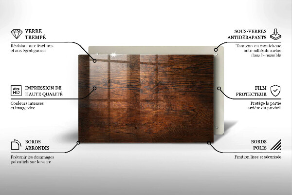 Glasplaat voor grafkaars Donkere houten plank