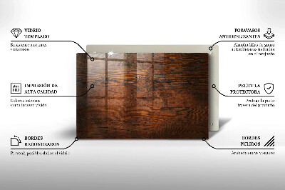 Glasplaat voor grafkaars Donkere houten plank