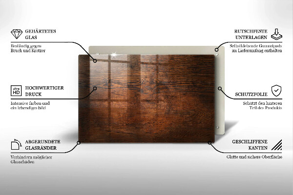 Glasplaat voor grafkaars Donkere houten plank