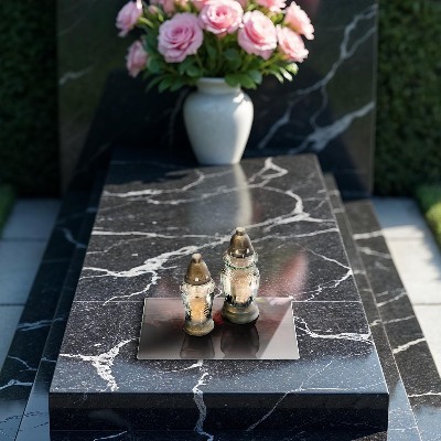 Glasplaat voor grafkaars Donkere houten plank