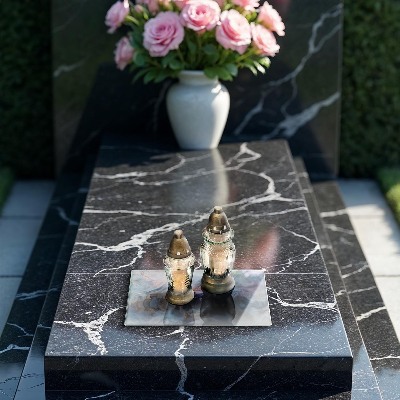 Glasplaat voor grafkaars Marmertextuur