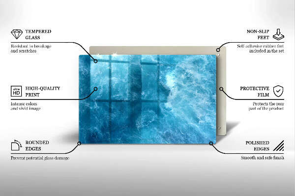 Glasplaat voor grafkaars Blauw water