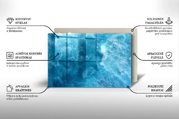 Glasplaat voor grafkaars Blauw water