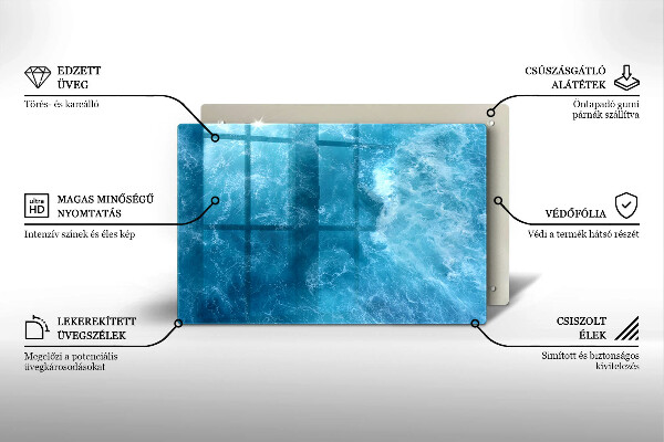 Glasplaat voor grafkaars Blauw water