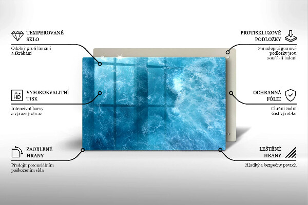 Glasplaat voor grafkaars Blauw water