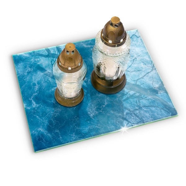 Glasplaat voor grafkaars Blauw water