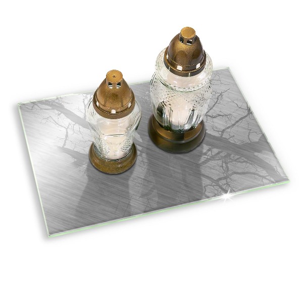 Glasplaat voor grafkaars Achtergrond met metaalstructuur