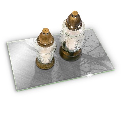 Glasplaat voor grafkaars Achtergrond met metaalstructuur