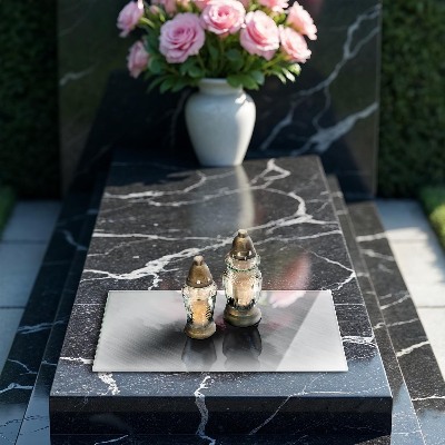 Glasplaat voor grafkaars Achtergrond met metaalstructuur