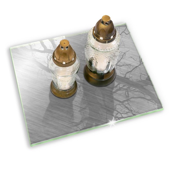 Glasplaat voor grafkaars Achtergrond met metaalstructuur