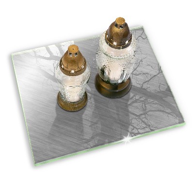 Glasplaat voor grafkaars Achtergrond met metaalstructuur