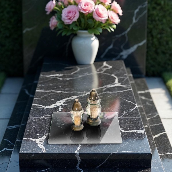 Glasplaat voor grafkaars Elegant marmer