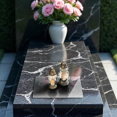 Glasplaat voor grafkaars Elegant marmer