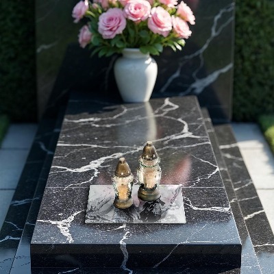 Glasplaat voor grafkaars Inktabstractie