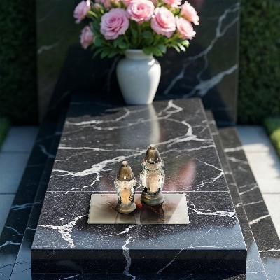 Glasplaat voor grafkaars Abstract goud