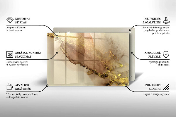Glasplaat voor grafkaars Abstract goud