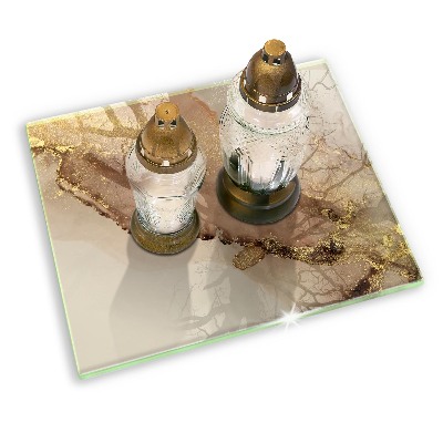 Glasplaat voor grafkaars Abstract goud