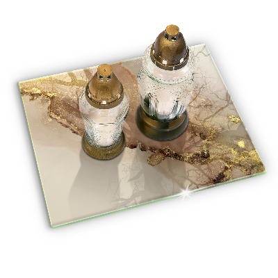 Glasplaat voor grafkaars Abstract goud