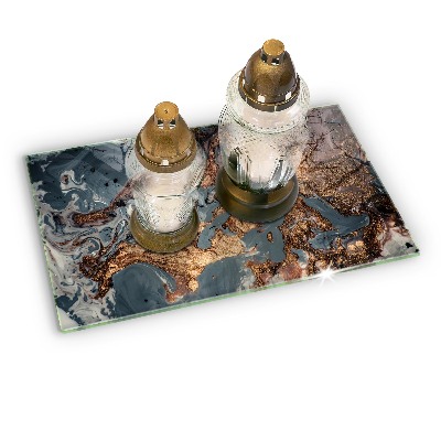 Glasplaat voor grafkaars Gouden rotsstructuur