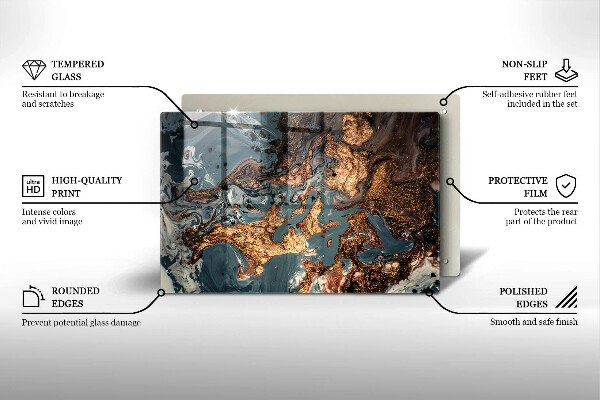 Glasplaat voor grafkaars Gouden rotsstructuur