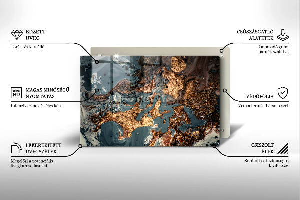 Glasplaat voor grafkaars Gouden rotsstructuur