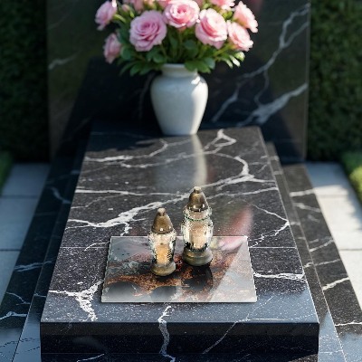 Glasplaat voor grafkaars Gouden rotsstructuur