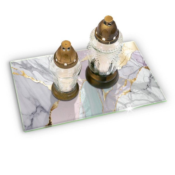 Glasplaat voor grafkaars Pastel marmer