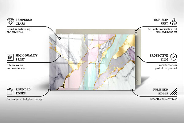Glasplaat voor grafkaars Pastel marmer