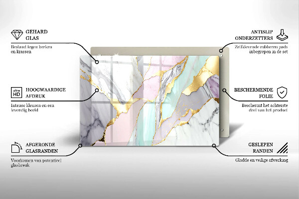 Glasplaat voor grafkaars Pastel marmer