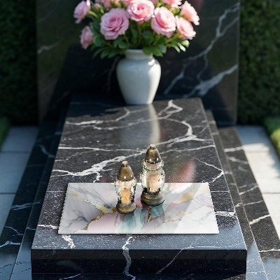 Glasplaat voor grafkaars Pastel marmer